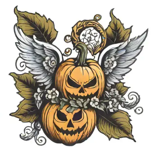 Small Pumpkin With Angel Wings