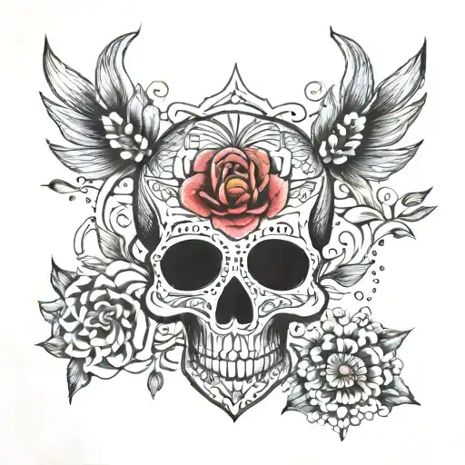Mandala Skull Pointillism Mandala Heart Shoulder