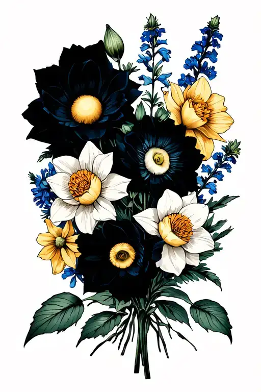 Daffodil Chrysanthemum Rose Aster Delphinium Bouquet