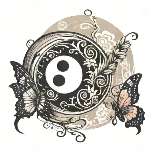 Yin Yang With Butterfly Emerging From It