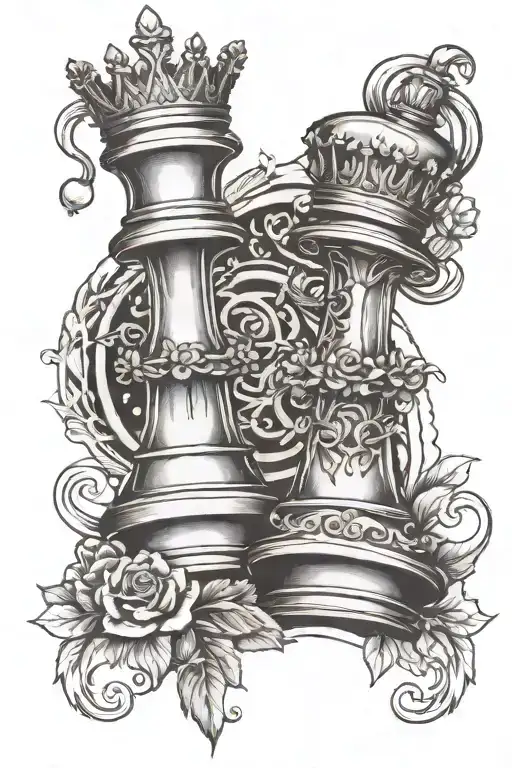 King And Queen Chess Piece 5 Blossoms