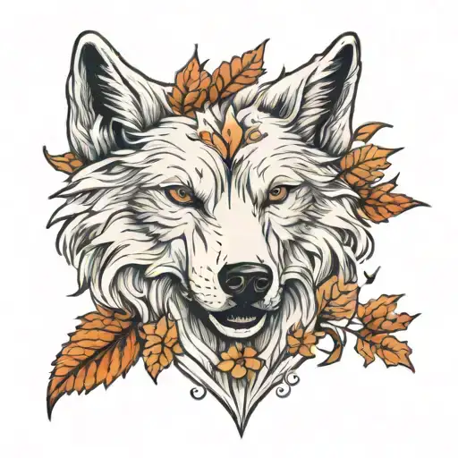 Fall Season With White Wolf