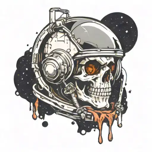 Skull In Spaceman Helmet With Broken Glass