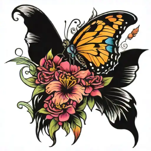 Flowers And Butterflies Fluttering