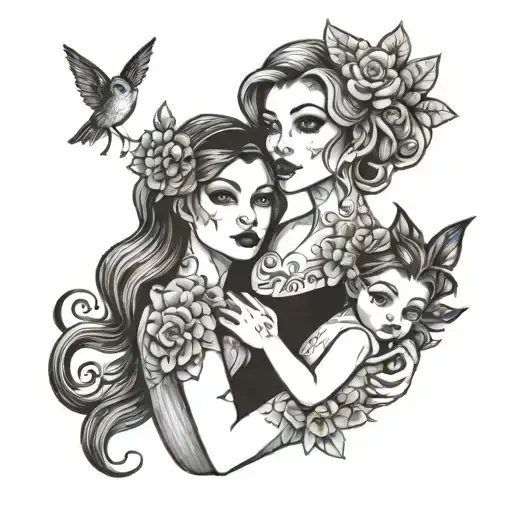 Mom And Two Daughters