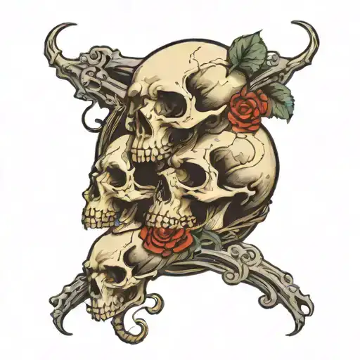 Skull With Rats Sleeping Together