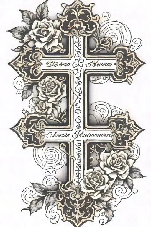 Cross With 4 Family Members Names Incorporated