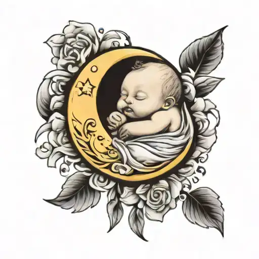 A Baby Sleeping Moon