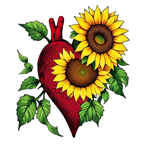 Fingerprint Heart And Sunflower