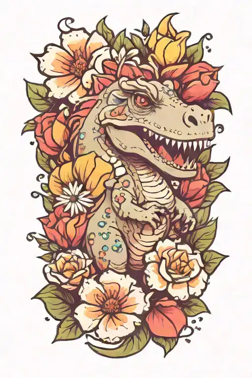 Mother Dino Baby Dino Flowers