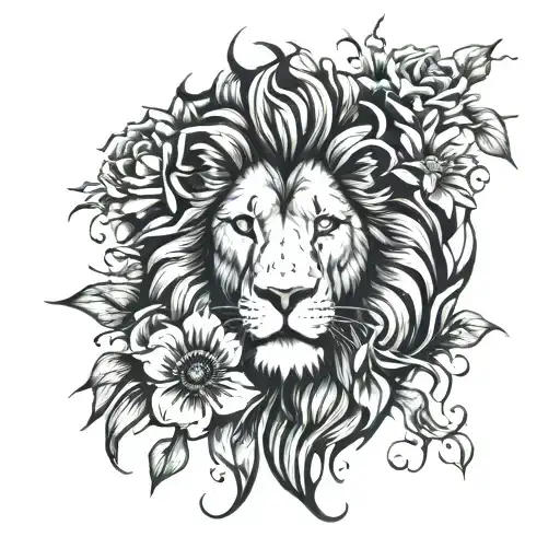 Lion And Flower