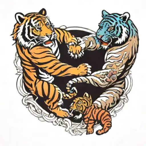 Tiger And Bear Fighting Each Other