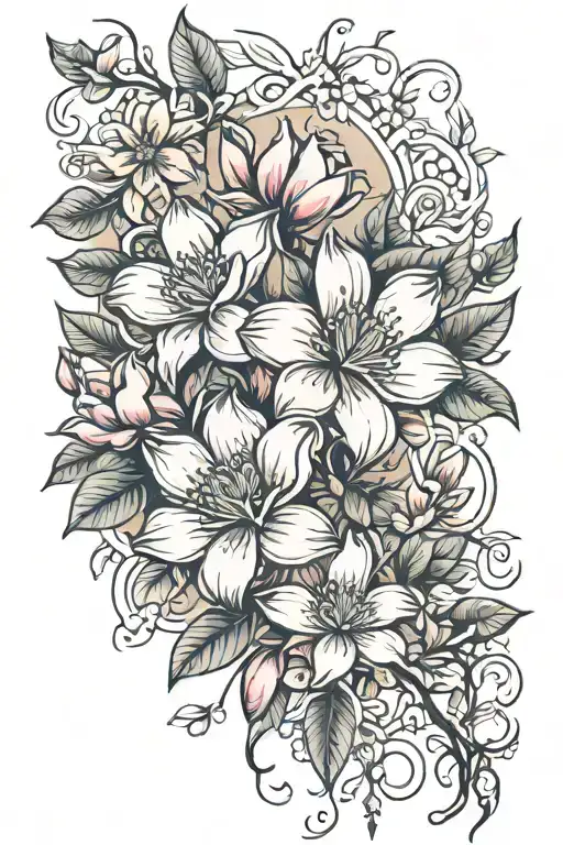Magnolias And Honeysuckles Flowers