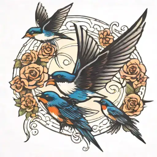 Swallows Flying Away