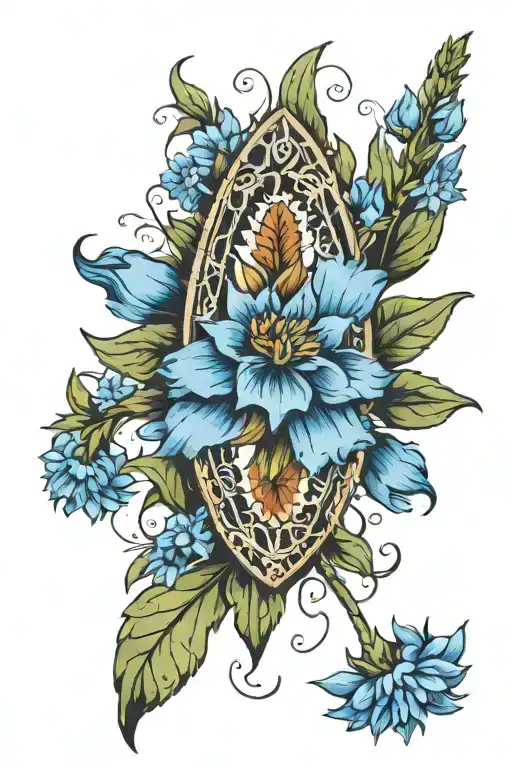 Guadalupe With Blue Cornflowers