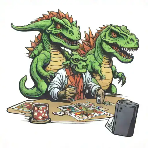 Dinosaurs Playing Poker