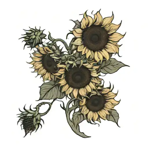 If Van Gogh's Sunflowers Was A Tattoo Design