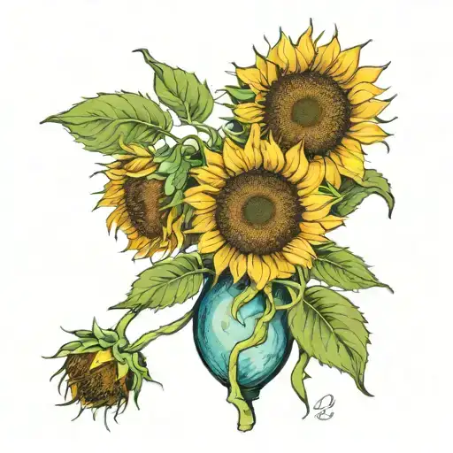 If Van Gogh's Sunflowers Was A Tattoo Design