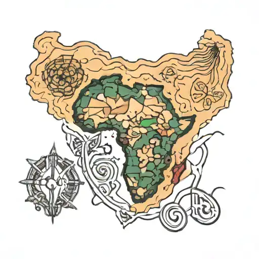 African Continent Outline With Heartbeat Line