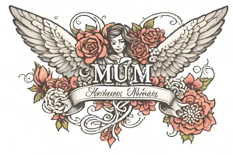Spread Wings With The Word Mum Inbetween Angel Wings
