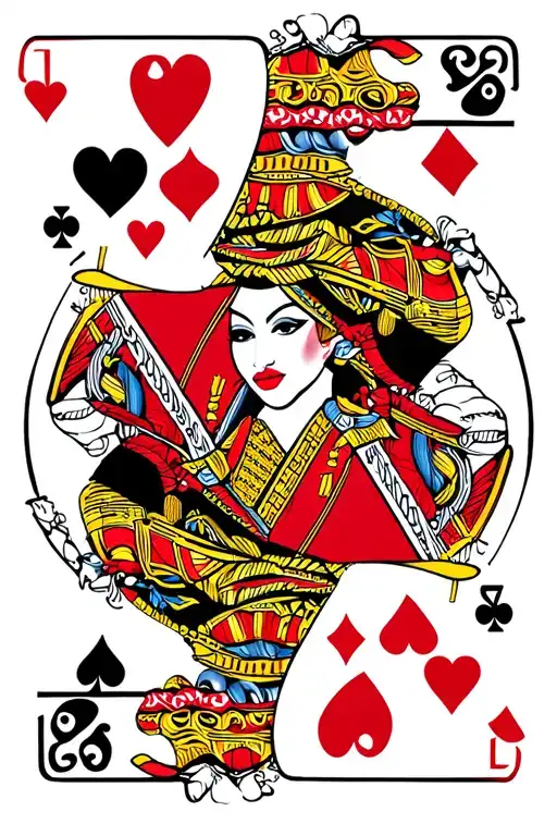 African American Queen Of Hearts Playing Card