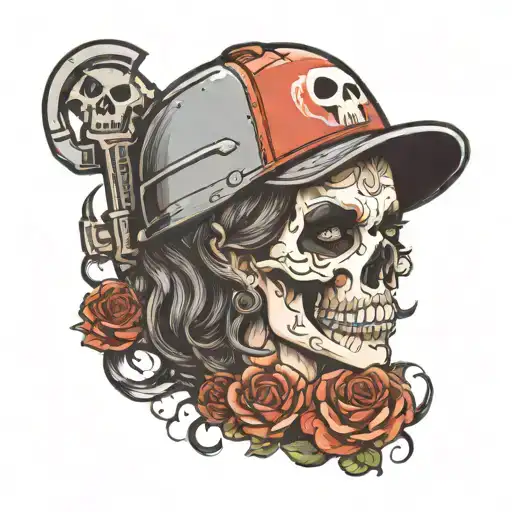 Lady Jus With Face Of Punisher With Hard Hat