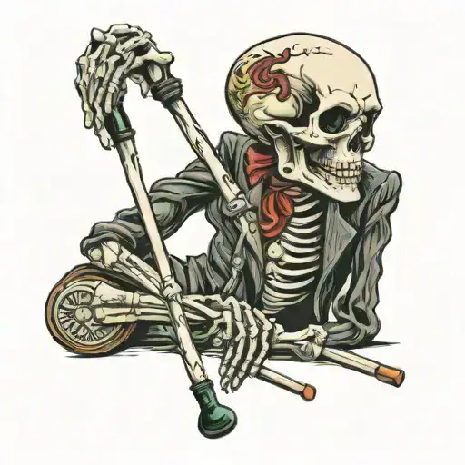Skeleton Leaning On A Golf Putter
