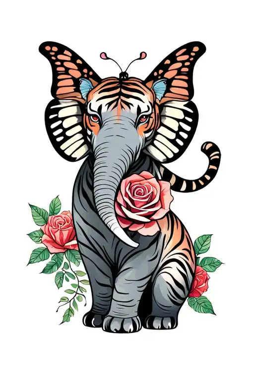Rose Tiger Butterfly Elephant
