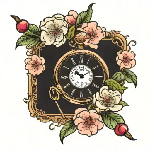 Pocket Watch And Cherry Blossom