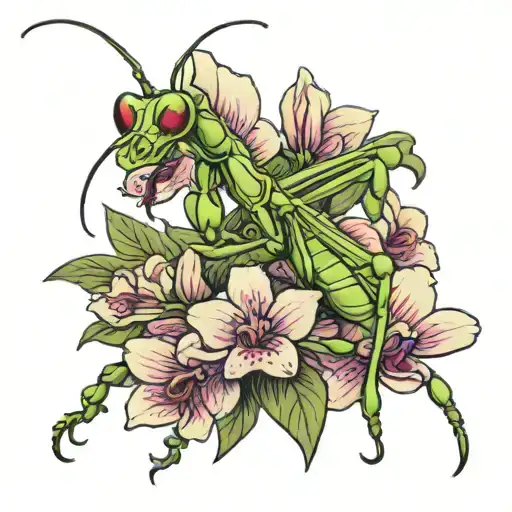 Praying Mantis On A Orchid