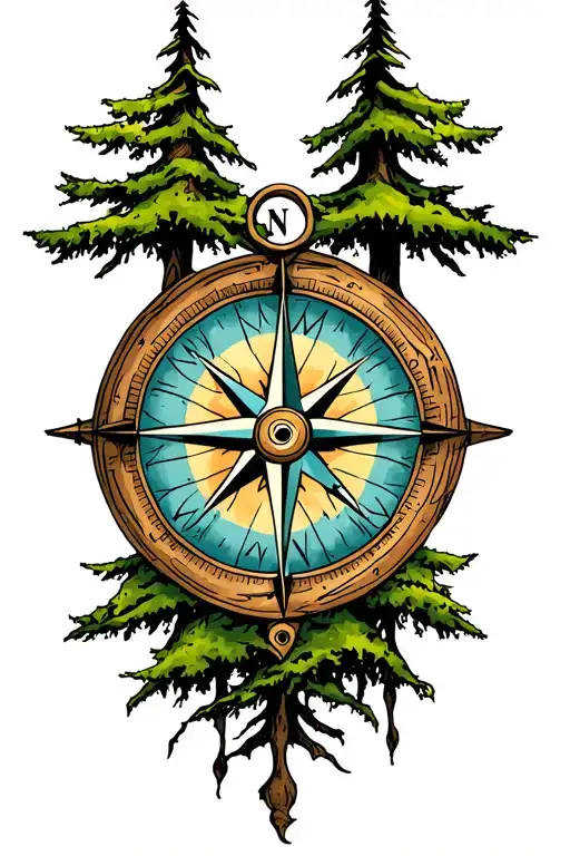 Compass With Trees