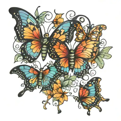 Butterflies Flying