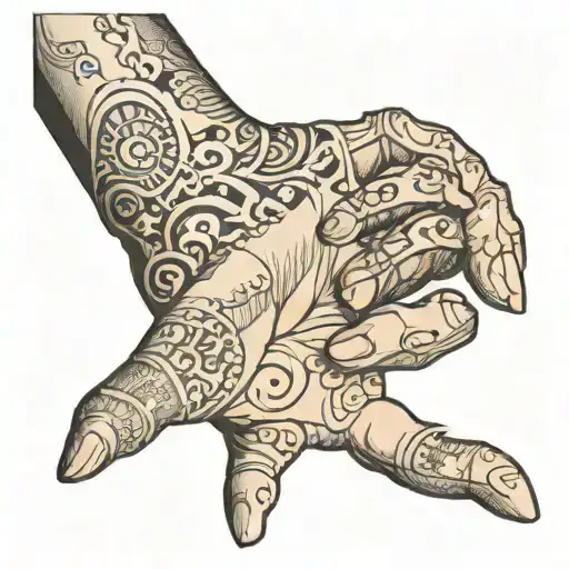 Outline Drawing Of A Hand In Which The Image Of The World