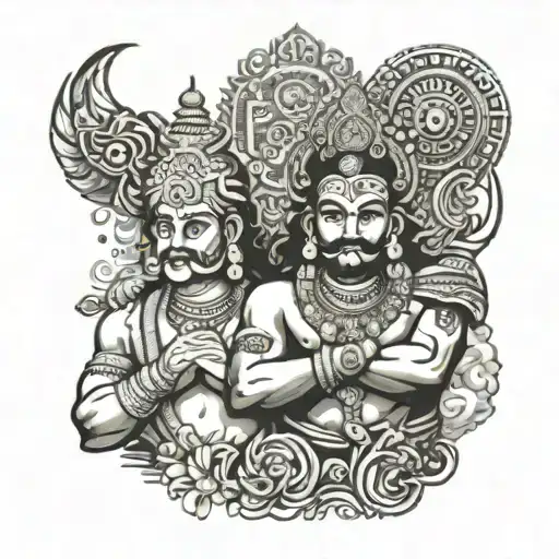 Ravan With Shiv With Hanumanji