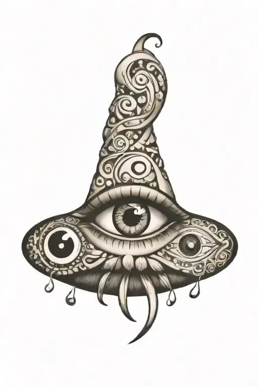 Small Beautiful Eyes Surrounded By Music Notes Money Symbols Intertwined