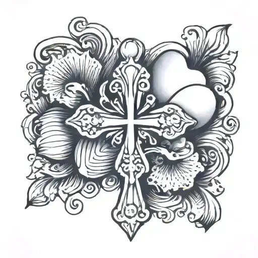 Tiny Cross In Pearl With Shell Merging