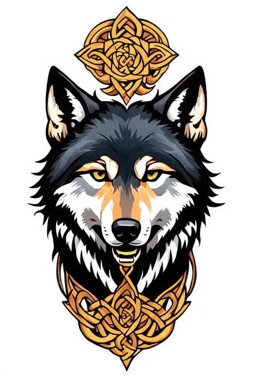 Wolf And Celtic Crosd