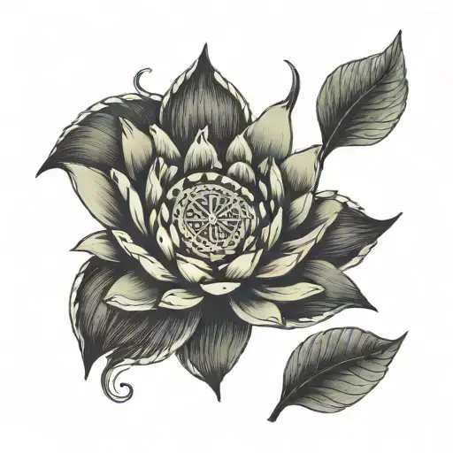 Roman Numerals And Water Lily