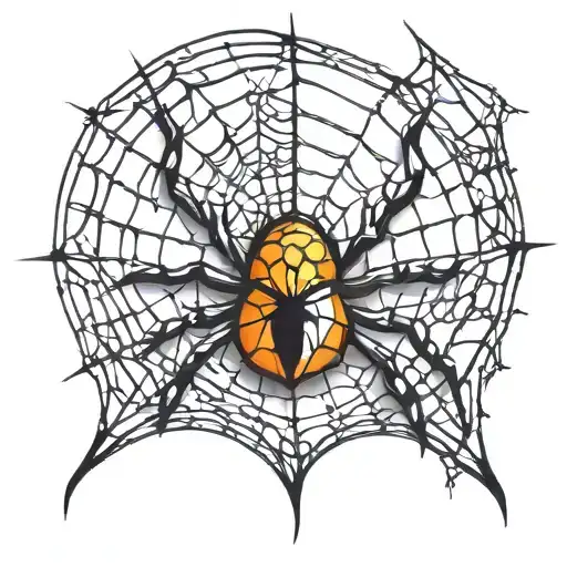 Spider Web On Hand Tattoo Design