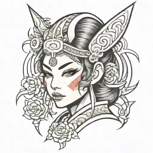 Japanese Warrior Girl Face