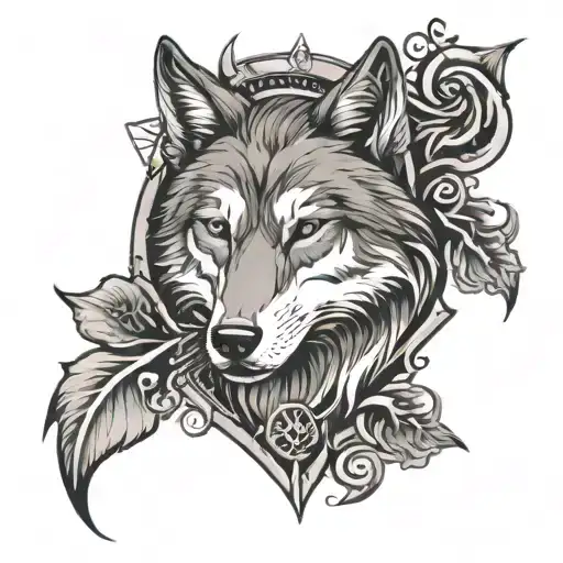 Sleeve Tattoo Cards Wolf Head And Cross