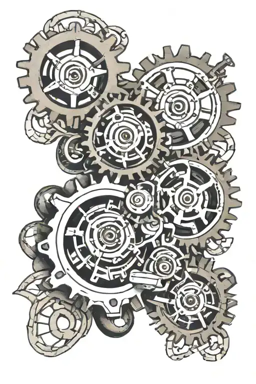 Mechanical Gears Intertwined Hearts
