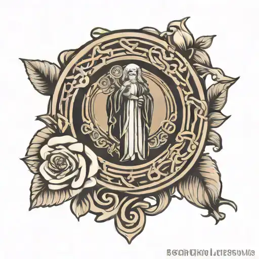 Saint Benedict Medallion With Roses Intertwined