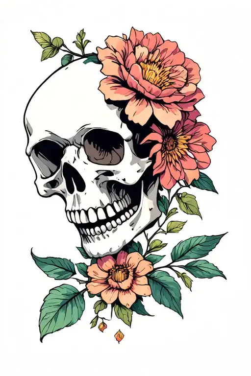 Skull And Flower