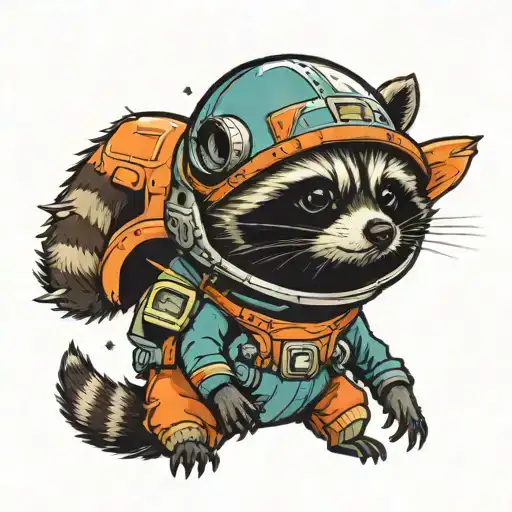 Raccoon In Outerspace Wearing A Space Helmet