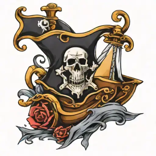 Pirate Flag With Hourglass On It