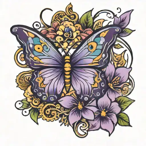 Purple Butterfly With Name Roxana