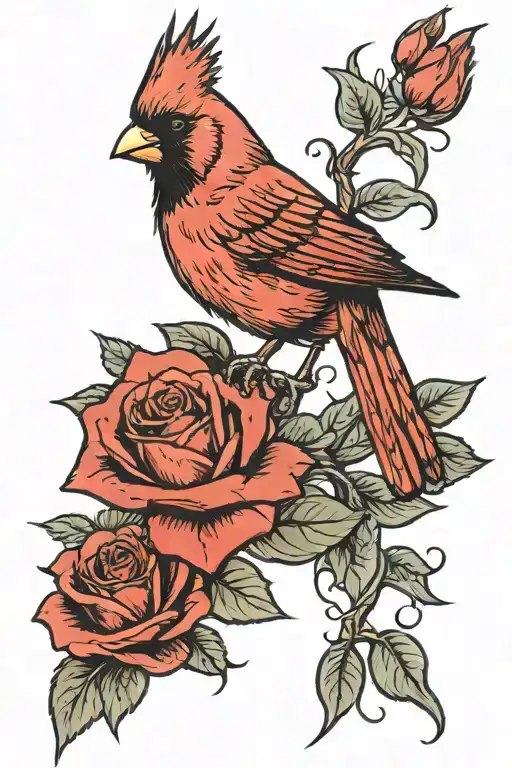 Cardinal Perched On Roses With Praying Hands