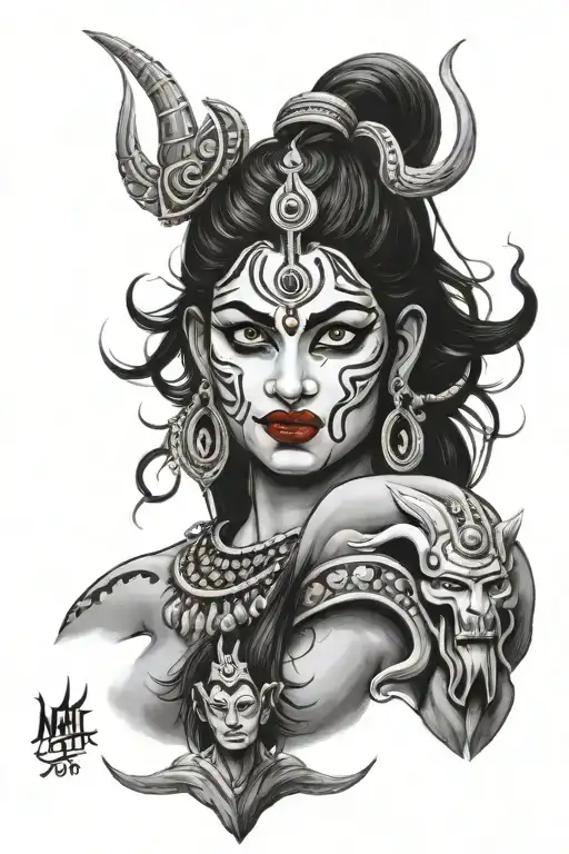 Mahakali And Shiva Tattoo Design
