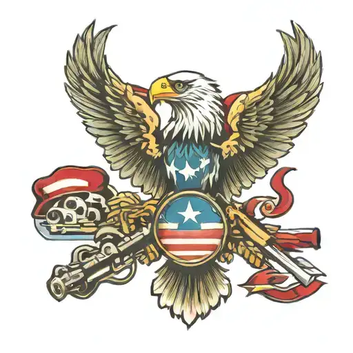 America Eagle With Army Artillery Cross Cannons